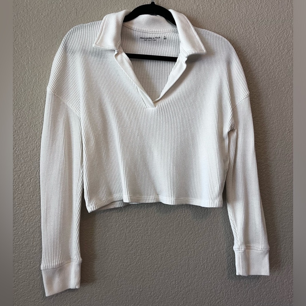 Abercrombie & Fitch Cropped Waffle Polo, Size Small